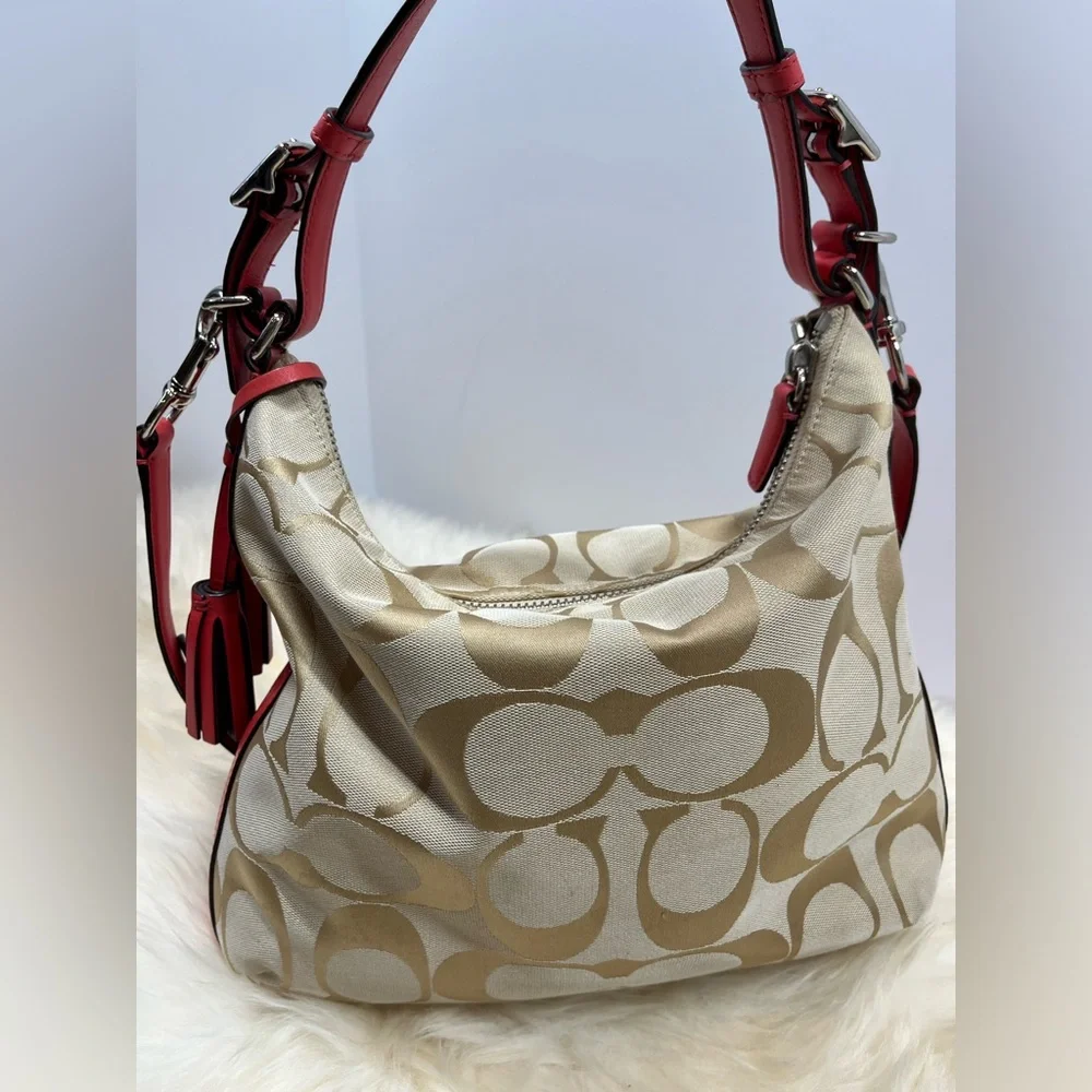 Coach Legacy Signature Courtney Khaki Corral Adjustable Shoulder Bag - Picture 3 of 11